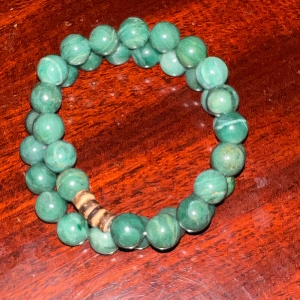 AFRICAN JADE & Wood Bracelets, Set of 2, Handmade